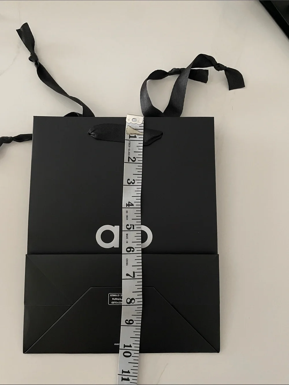 ALO Black paper Bag with Ribbon Handles